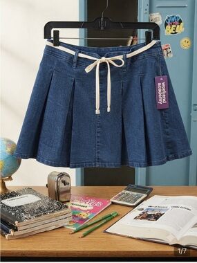 Weekend Academy Girls' Plus Size XXL Blue Denim Skort